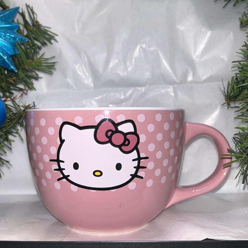 Hello Kitty 24 oz Ceramic Coffee Soup Mug Pink Polka Dot by Sanrio